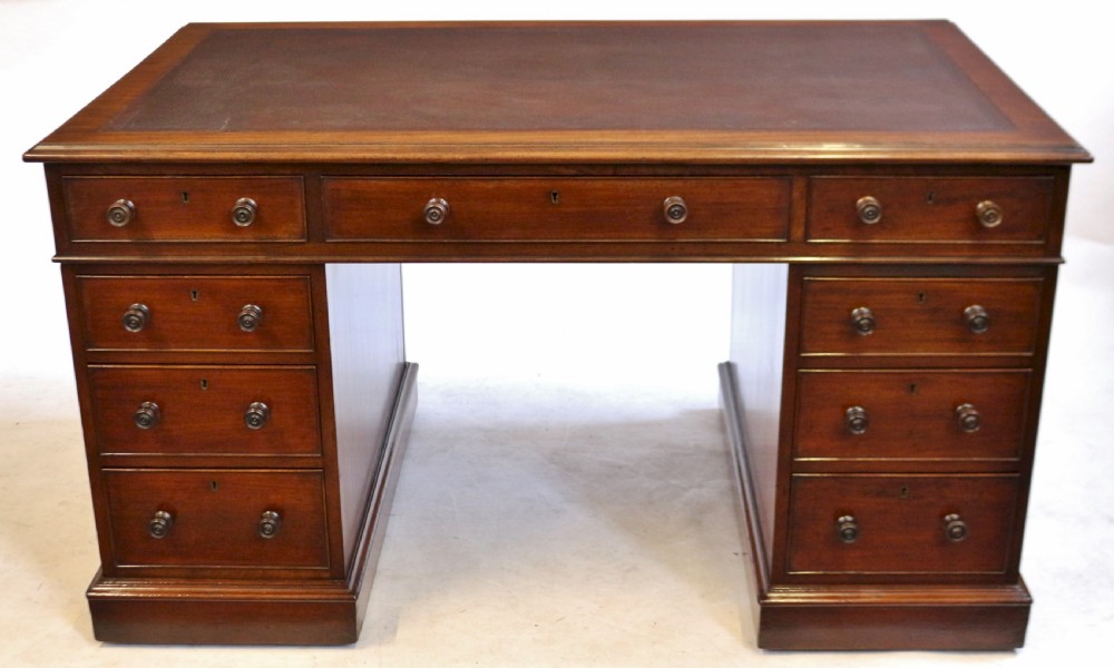 Early Victorian Mahogany 3 Part Partners Desk