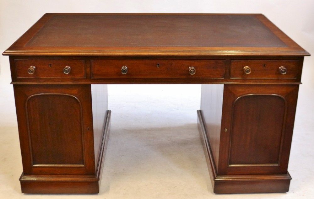 Early Victorian Mahogany 3 Part Partners Desk View VI