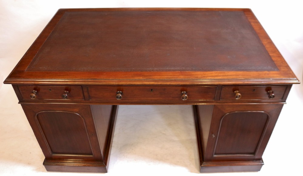 Early Victorian Mahogany 3 Part Partners Desk View IX