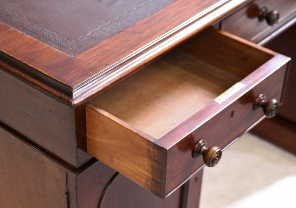 Early Victorian Mahogany 3 Part Partners Desk View XI