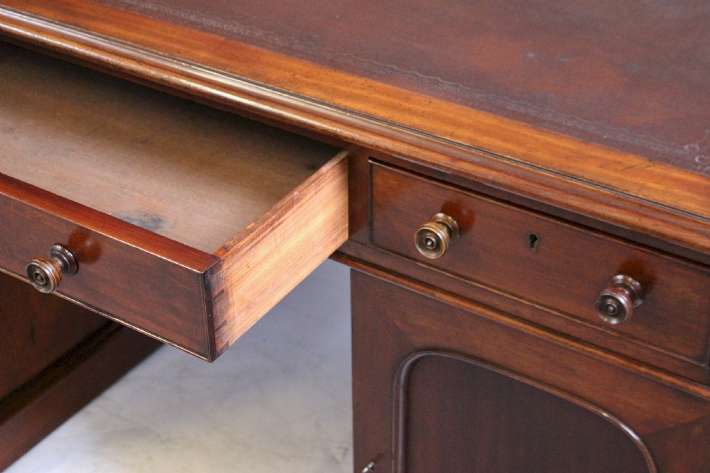 Early Victorian Mahogany 3 Part Partners Desk View XII