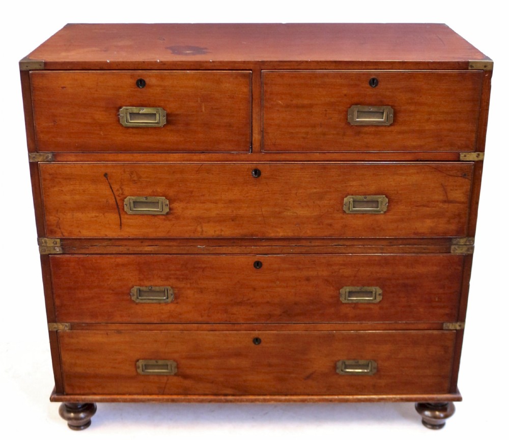 Victorian Mahogany 2 Part Military Chest