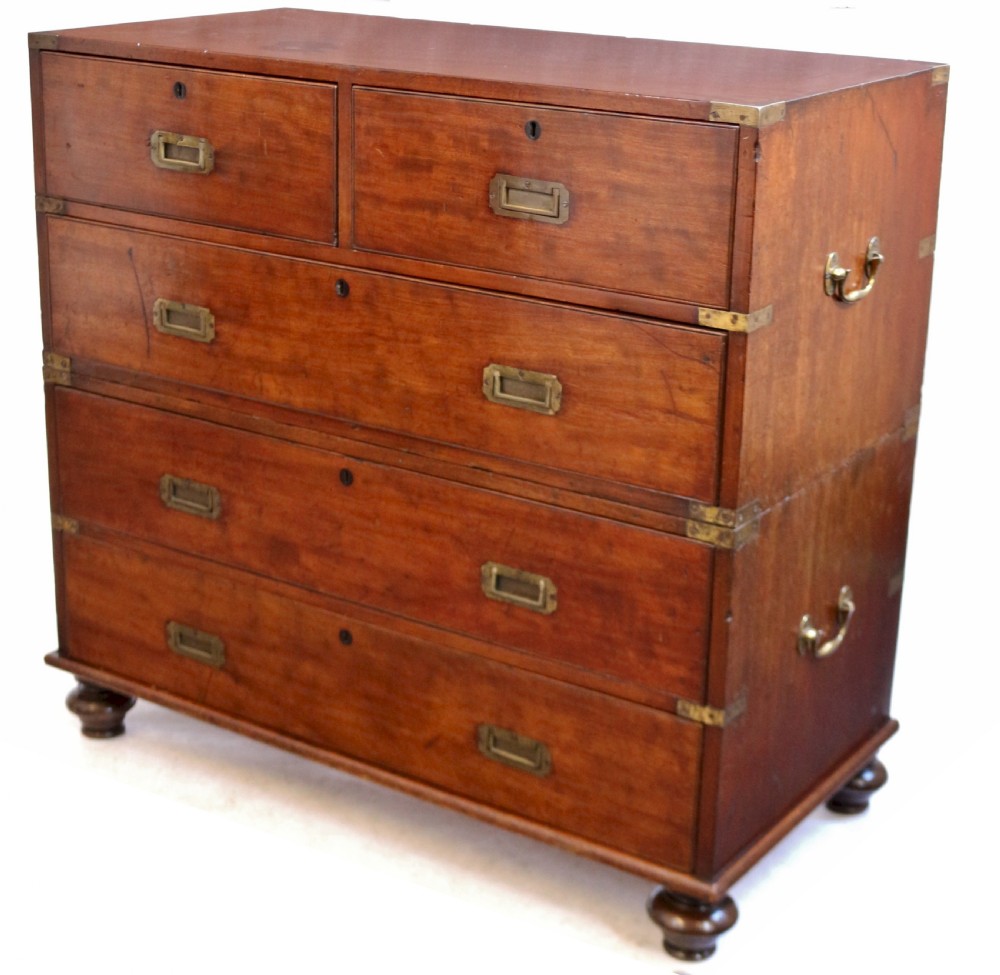 Victorian Mahogany 2 Part Military Chest View VI