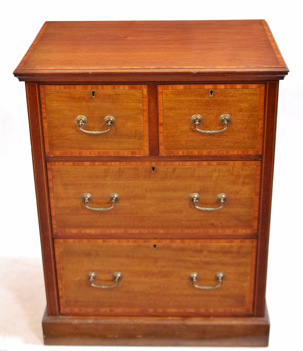 Edwardian Good Quality Mahogany Small 4 Drawer Chest by Shoolbred