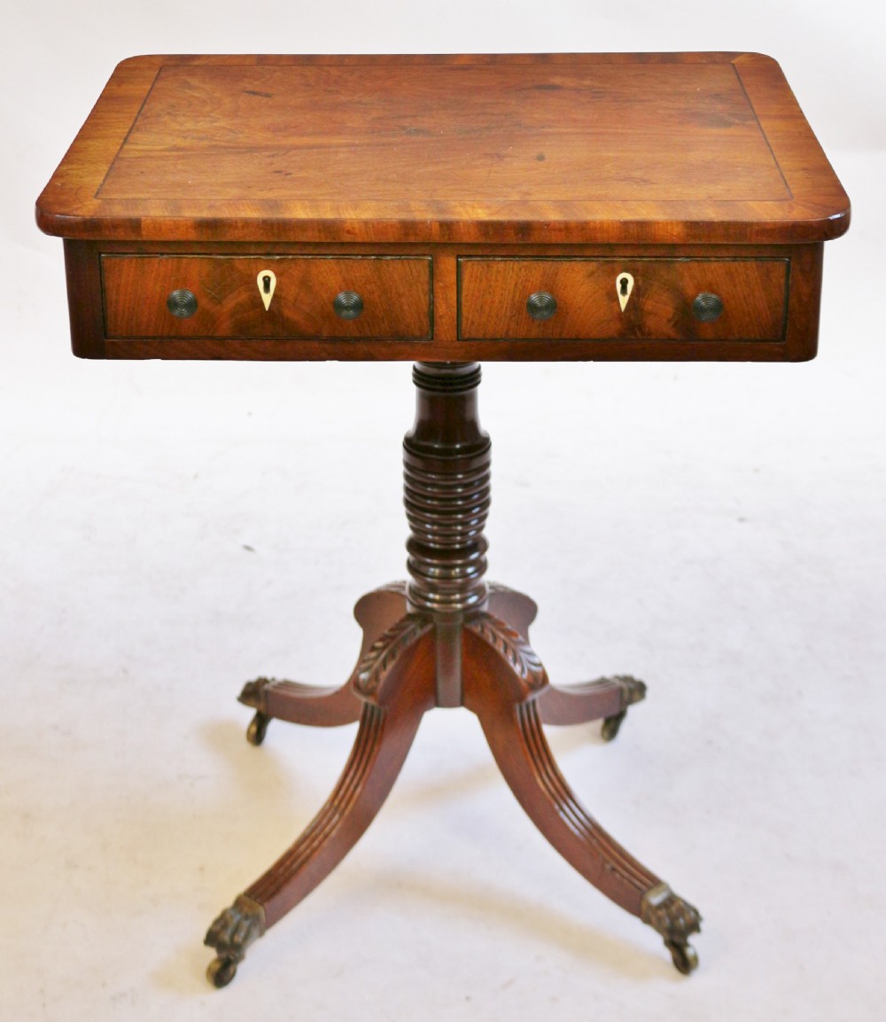 Regency Mahogany 2 Drawer Freestanding Pedestal Table