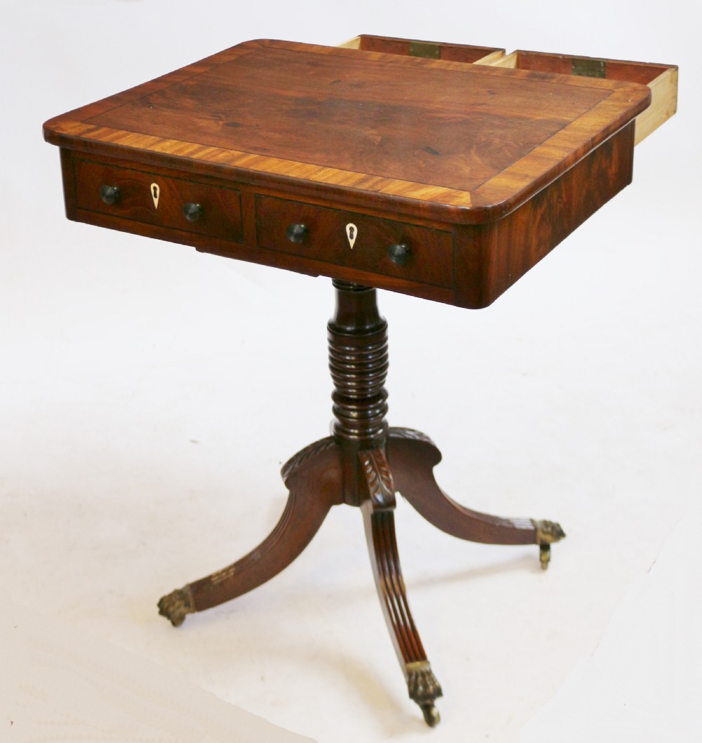 Regency Mahogany 2 Drawer Freestanding Pedestal Table View VI