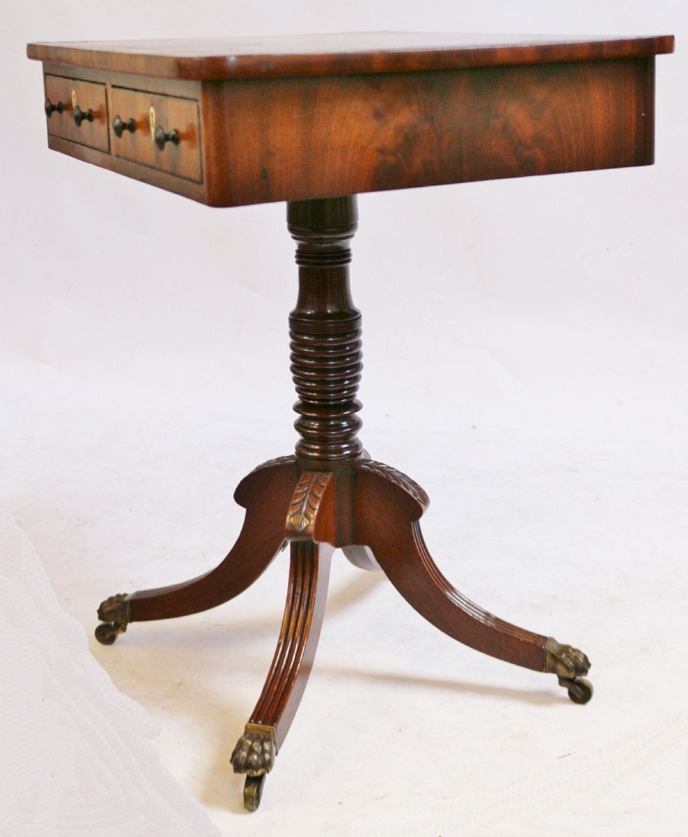Regency Mahogany 2 Drawer Freestanding Pedestal Table View VII
