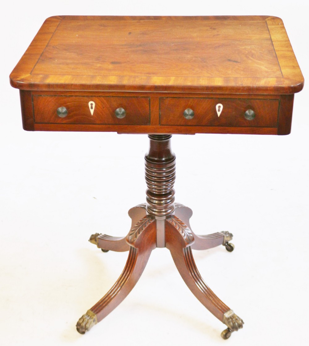 Regency Mahogany 2 Drawer Freestanding Pedestal Table View IX