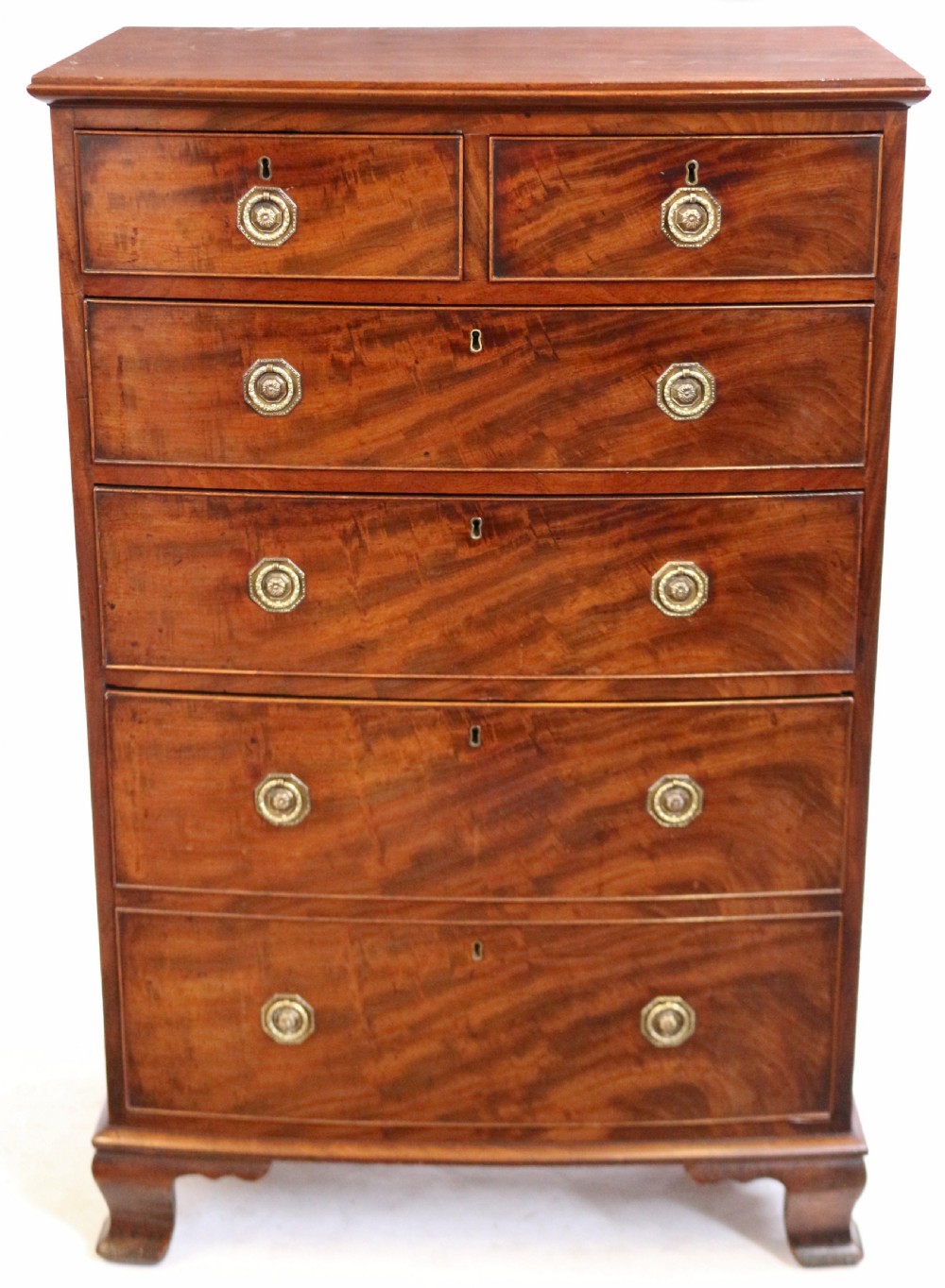 George 111 Mahogany Bow Chest of 2 Short and 3 Long Drawers