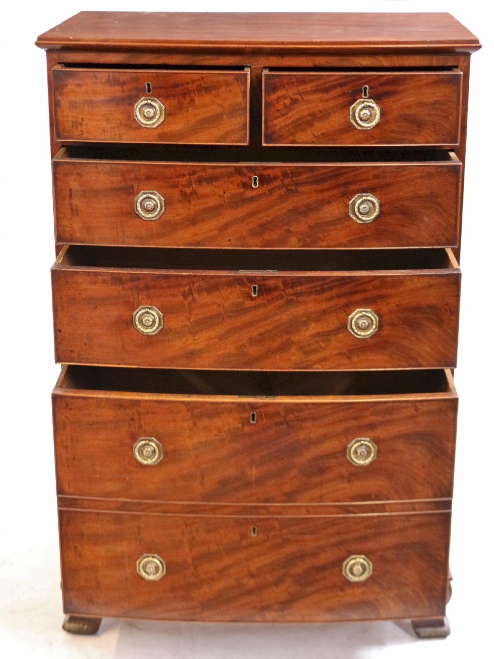 George 111 Mahogany Bow Chest of 2 Short and 3 Long Drawers View II