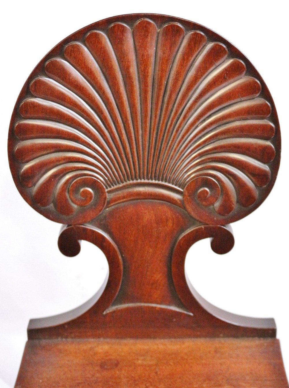 Regency Mahogany Pair of Hall Chairs with Shell Carved Back View VII