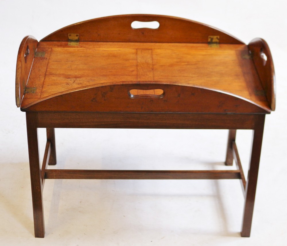 George 111 Mahogany Oval Butlers Tray with Drop Down Sides on Stand View II
