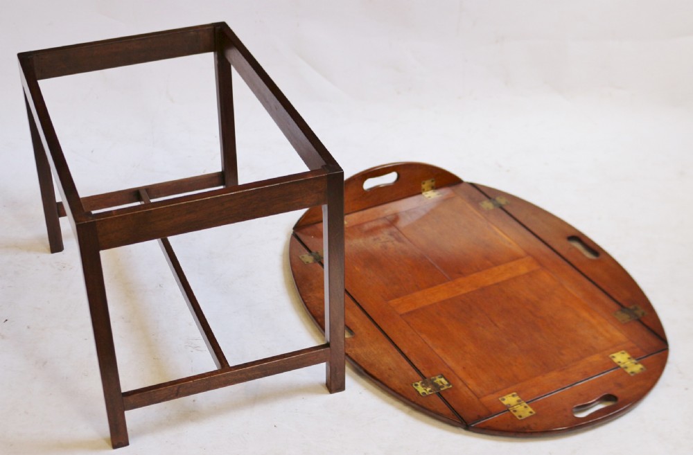 George 111 Mahogany Oval Butlers Tray with Drop Down Sides on Stand View VI