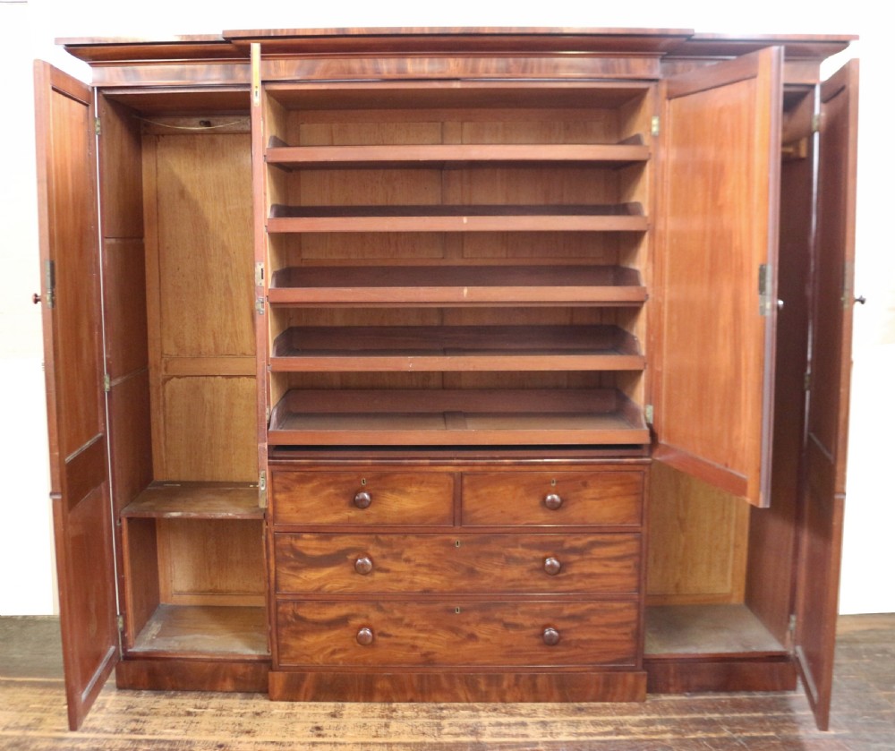 William 1V Figured Mahogany 4 Door Breakfront Wardrobe View II