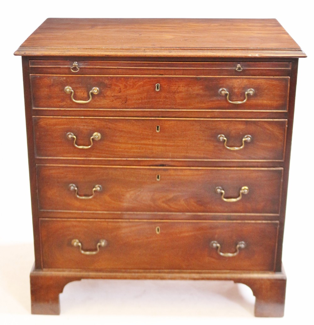 George 111 Small Mahogany Chest of 4 Long Drawers with Slide