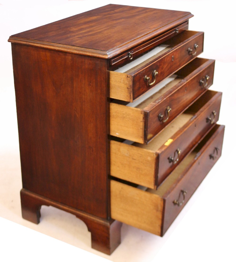 George 111 Small Mahogany Chest of 4 Long Drawers with Slide View V