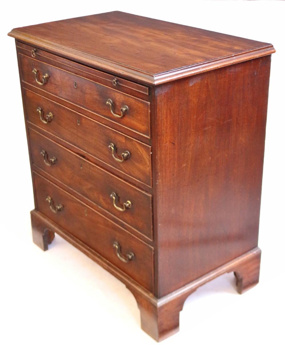 George 111 Small Mahogany Chest of 4 Long Drawers with Slide View VI