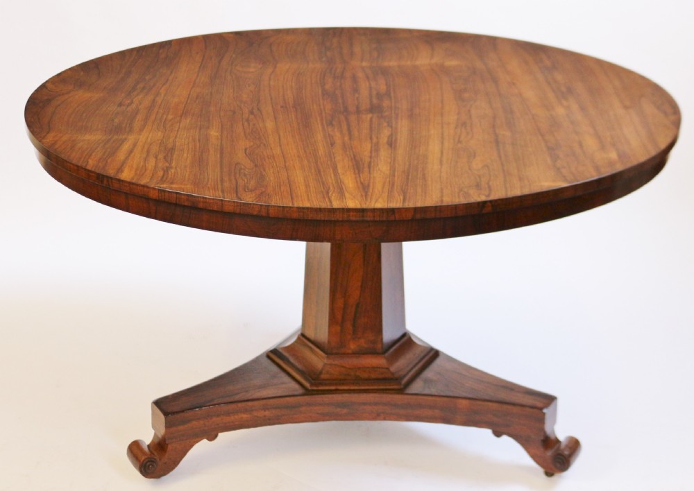 William 1V Rosewood Tilt Top Circular Pedestal Centre Table View IV
