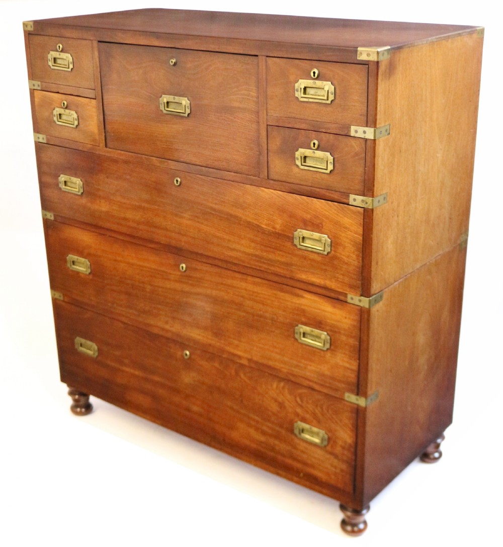 Victorian Mahogany 2 Part Brass Bound Military Chest with Secretaire View IV