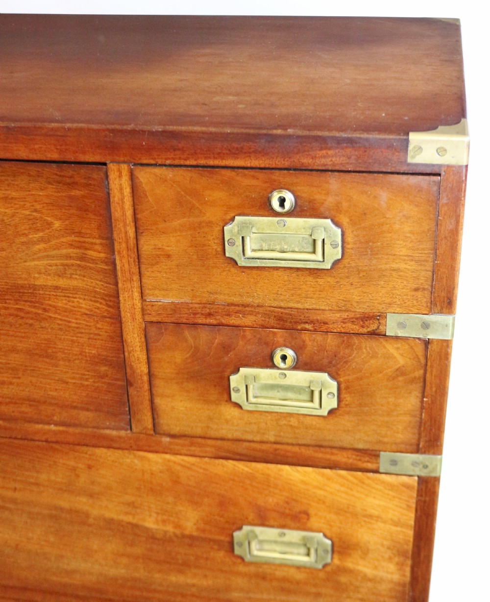 Victorian Mahogany 2 Part Brass Bound Military Chest with Secretaire View VIII