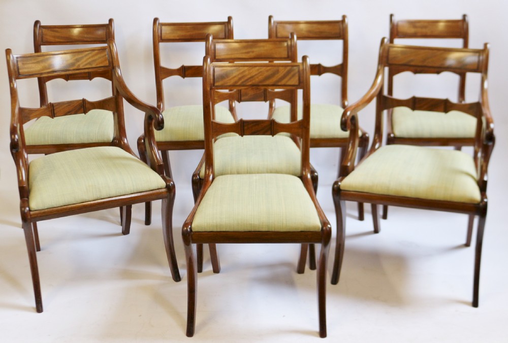 Regency  Mahogany Set of 6 & 2 Dining Chairs on Sabre Legs