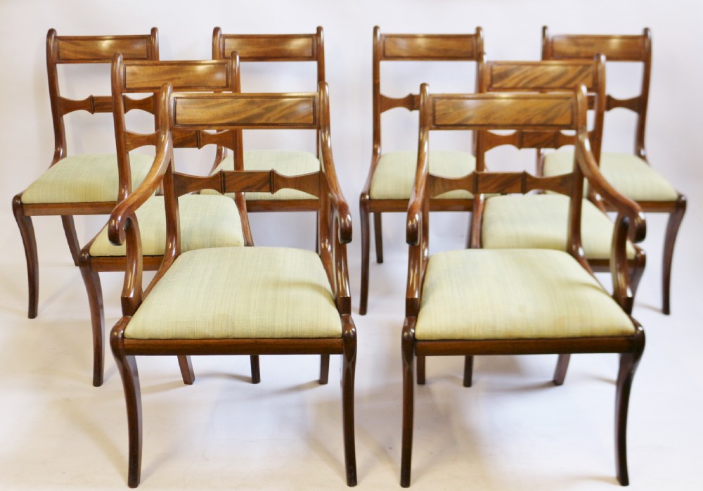 Regency  Mahogany Set of 6 & 2 Dining Chairs on Sabre Legs View II