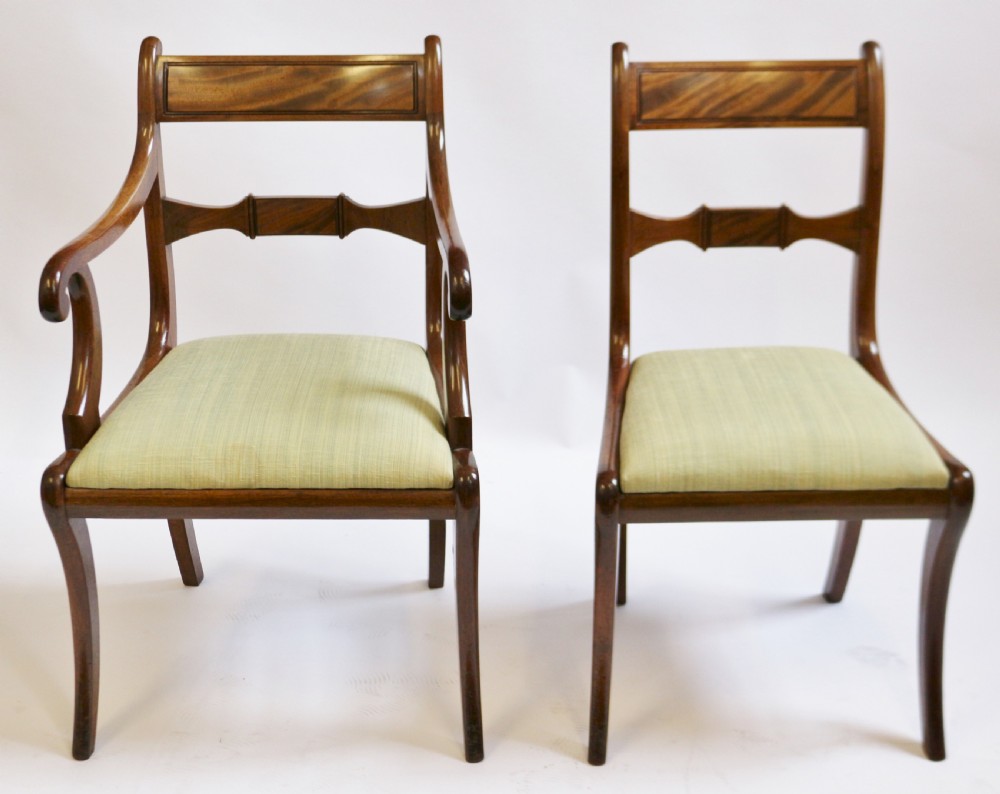 Regency  Mahogany Set of 6 & 2 Dining Chairs on Sabre Legs View III