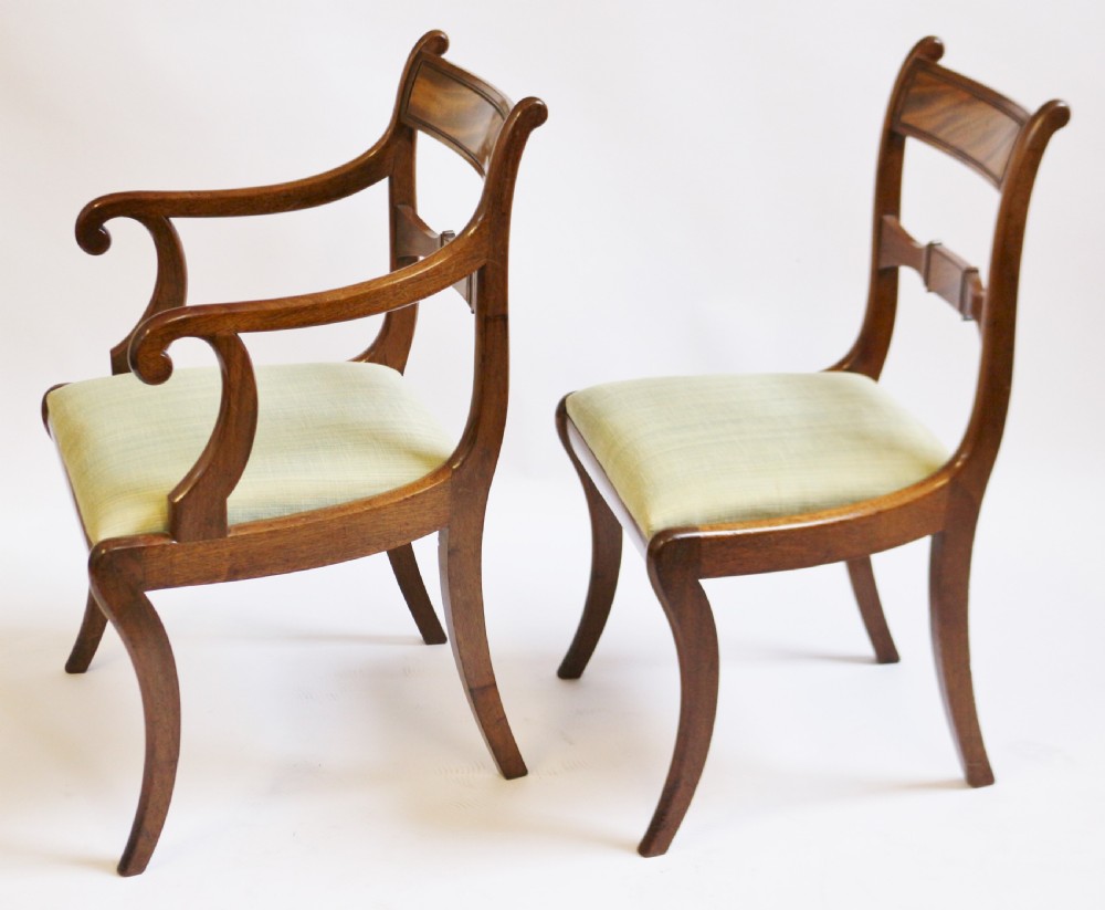 Regency  Mahogany Set of 6 & 2 Dining Chairs on Sabre Legs View IV