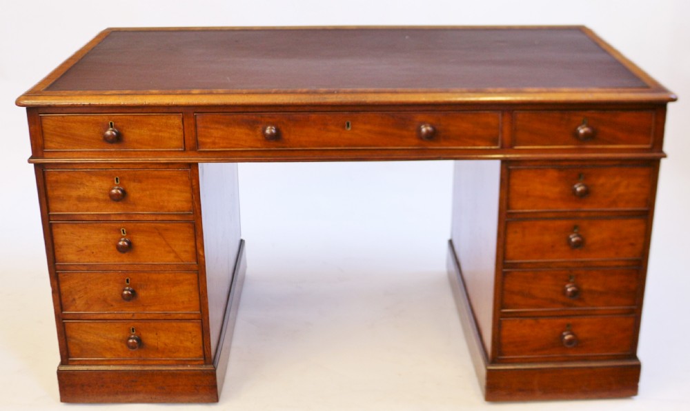 Early 19C Mahogany 3 Part 11 Drawer Kneehole Desk  View II
