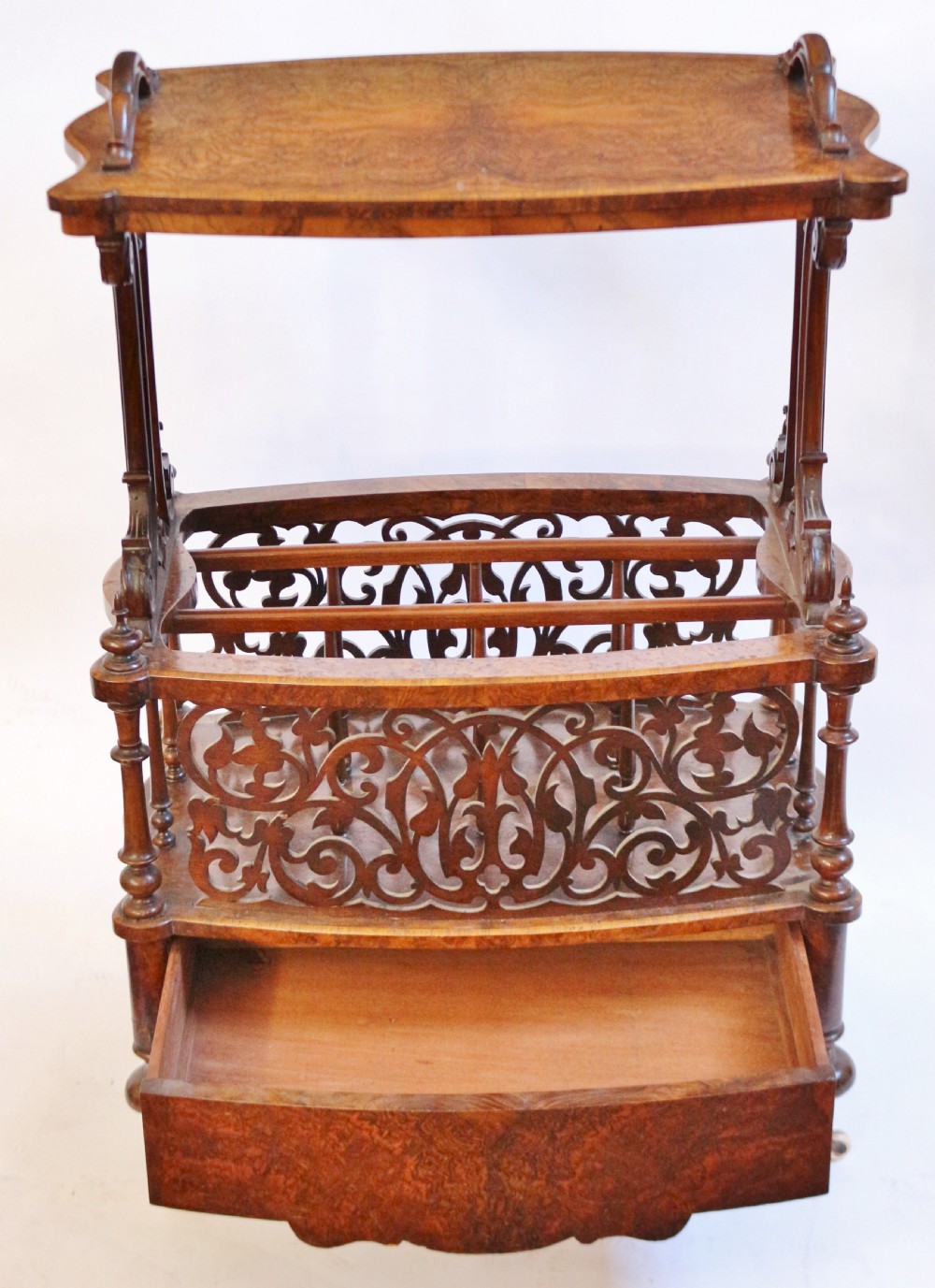Victorian Figured Walnut Canterbury Whatnot View VI