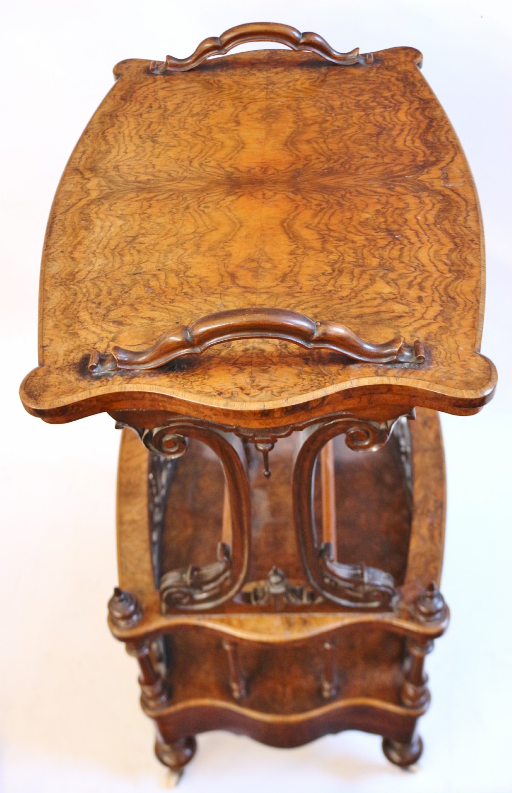 Victorian Figured Walnut Canterbury Whatnot View VII