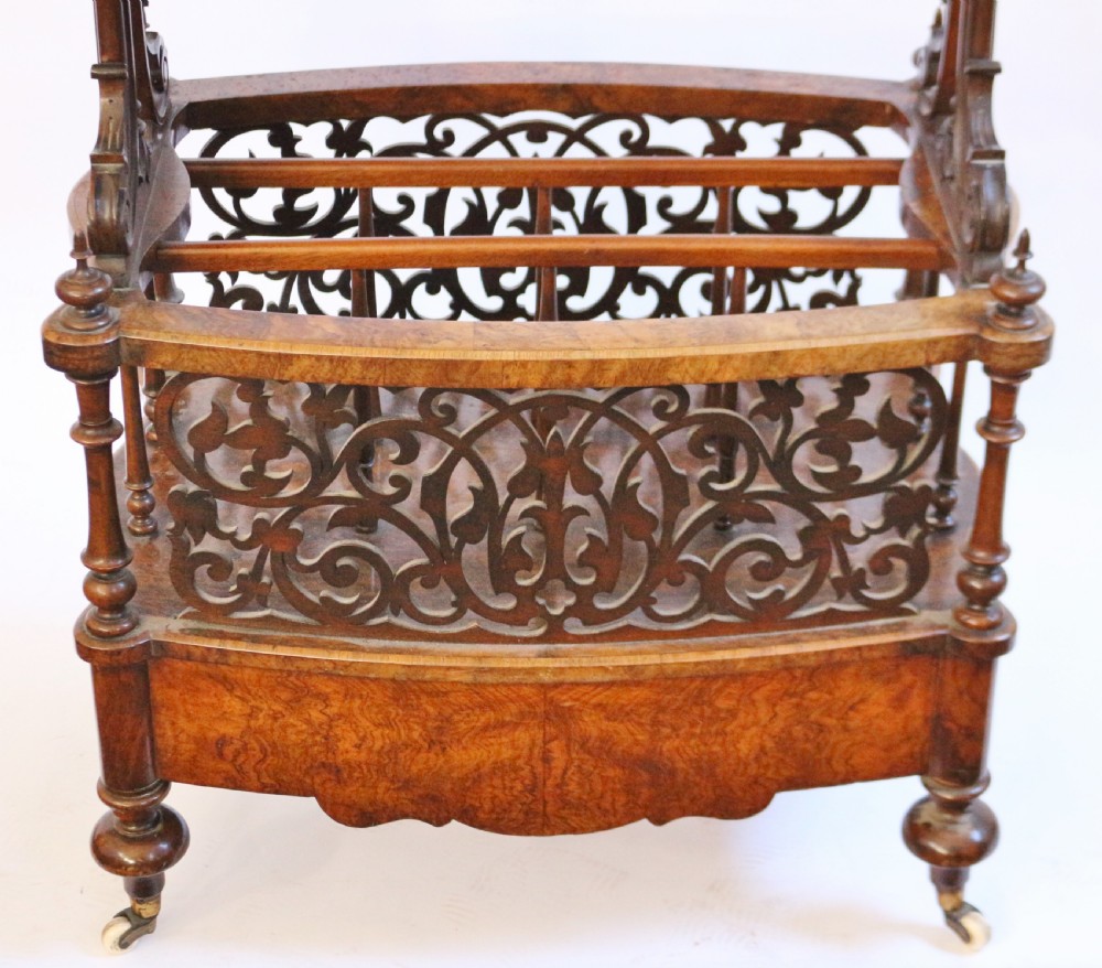 Victorian Figured Walnut Canterbury Whatnot View IX