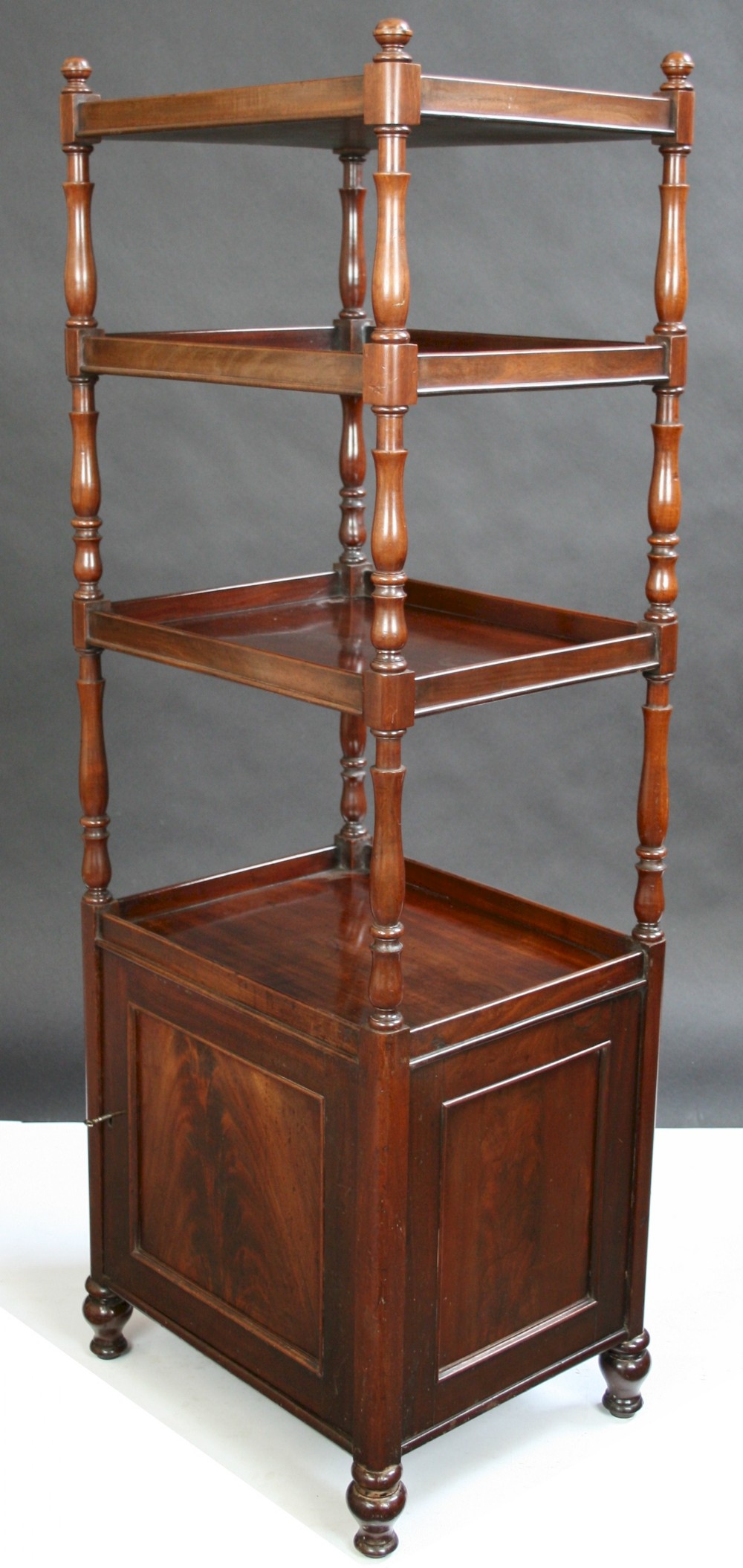 George IV Mahogany 4 Tier Whatnot with Cupboard Base