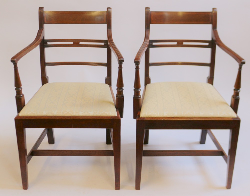 George 111 Mahogany Pair of Armchairs on Square Tapered Legs