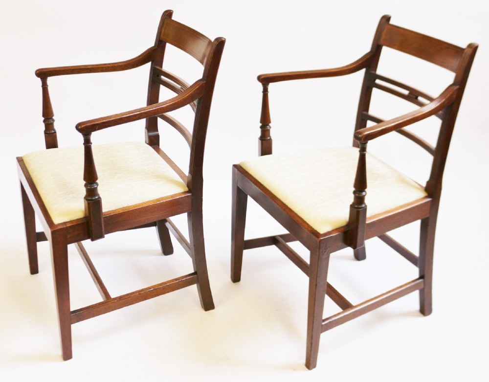 George 111 Mahogany Pair of Armchairs on Square Tapered Legs View II