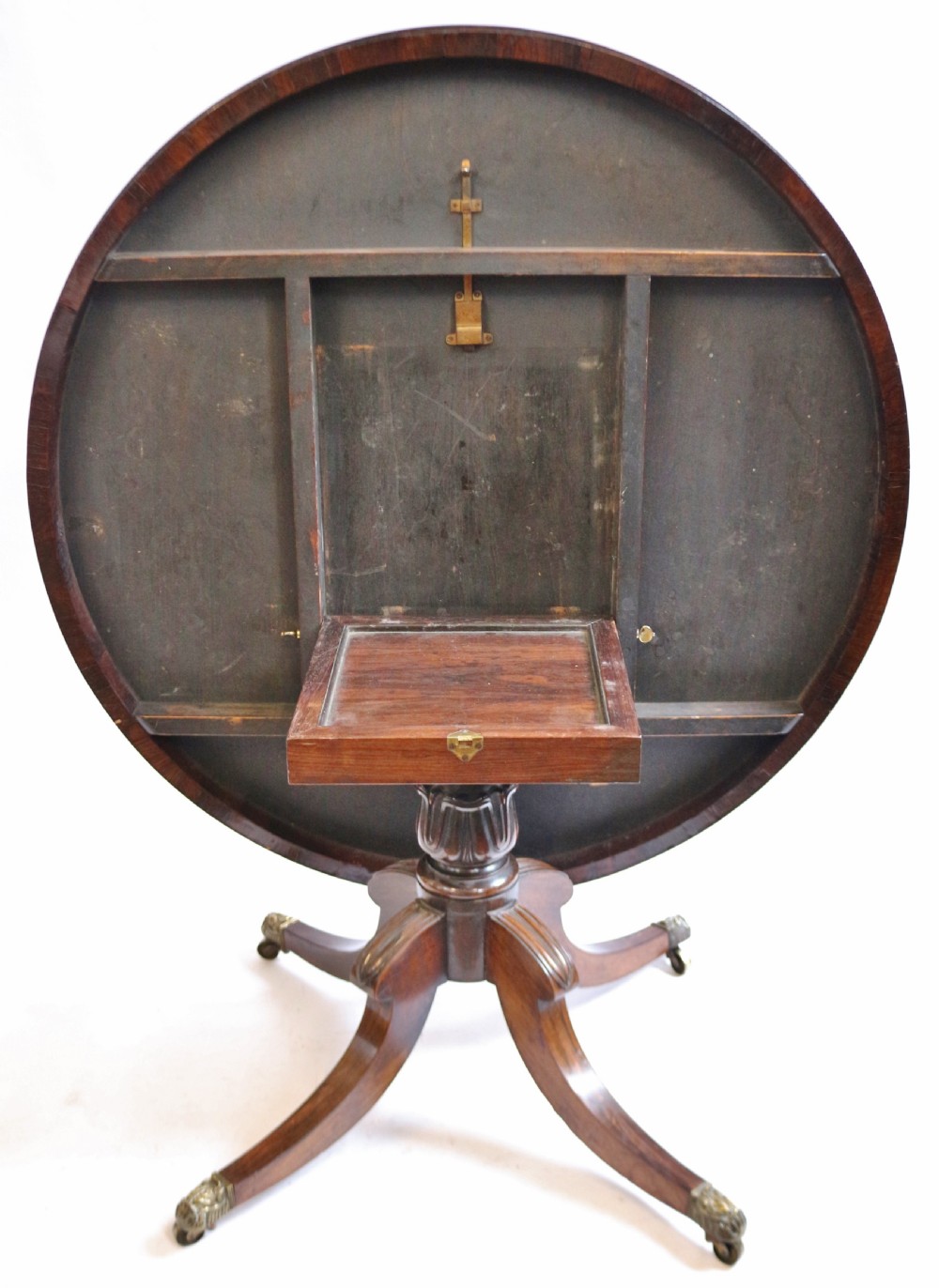 Regency Rosewood Circular Brass Inlaid Pedestal Centre Table View V