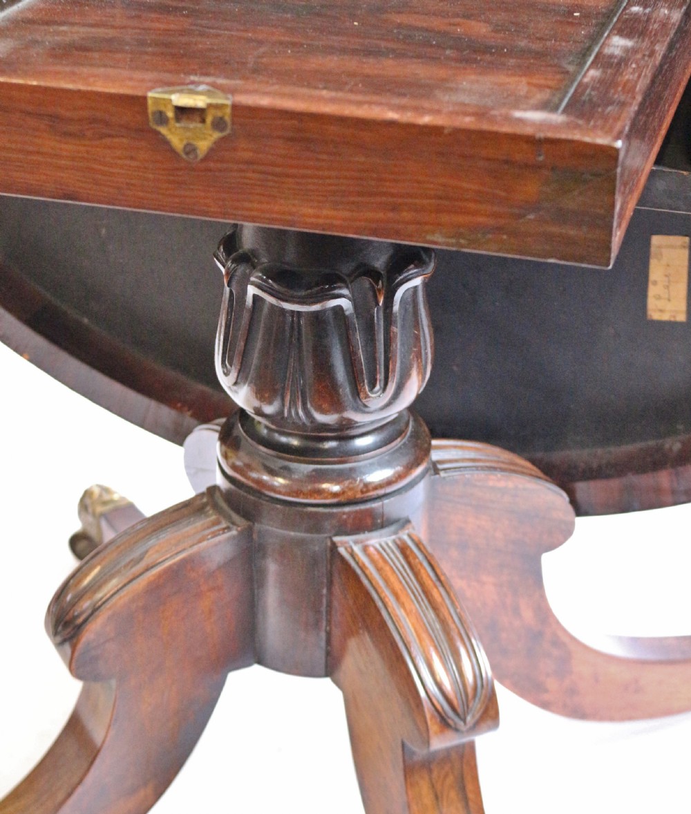 Regency Rosewood Circular Brass Inlaid Pedestal Centre Table View VII