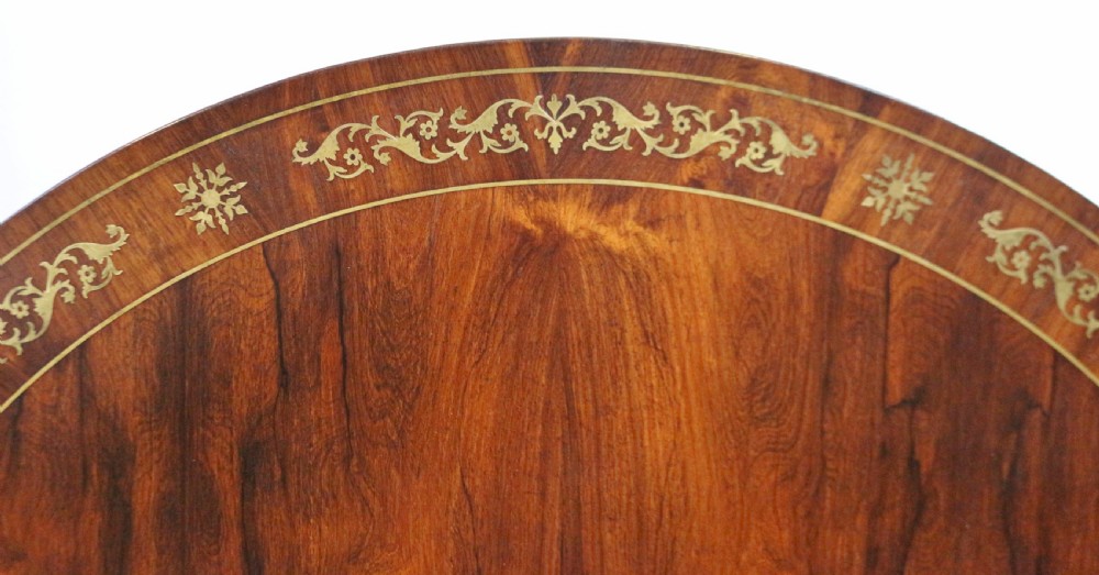 Regency Rosewood Circular Brass Inlaid Pedestal Centre Table View VIII