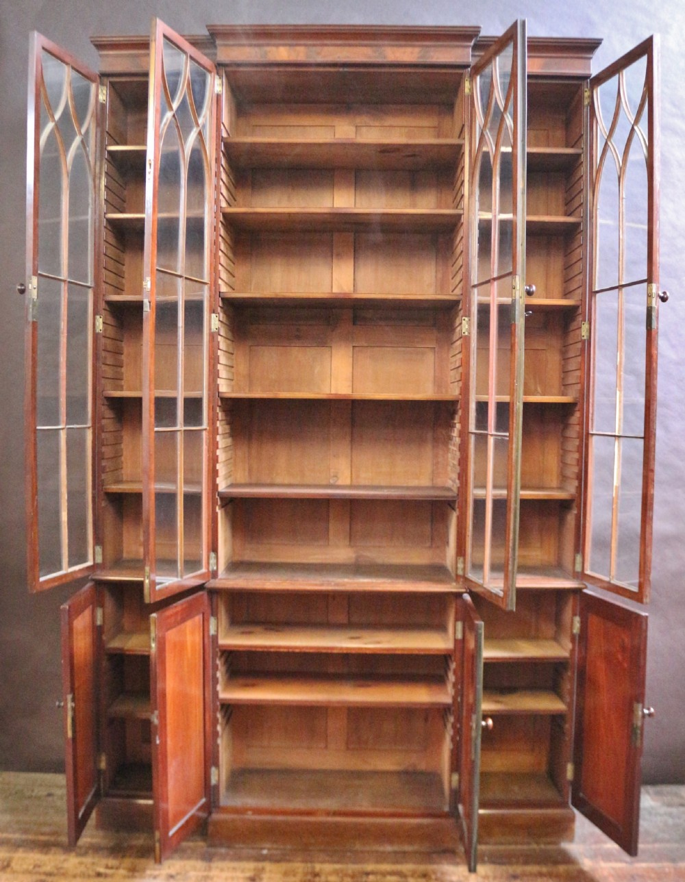 A Fine George 111 Mahogany 4 Door Breakfront Bookcase View III