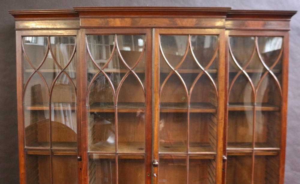 A Fine George 111 Mahogany 4 Door Breakfront Bookcase View VI