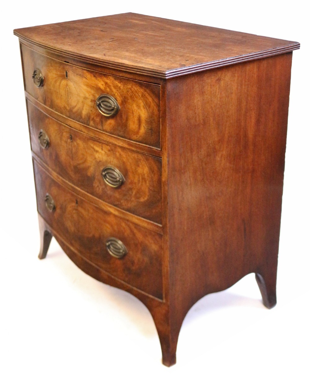 Fine George 111 Mahogany Small 3 Drawer Bow Chest View V