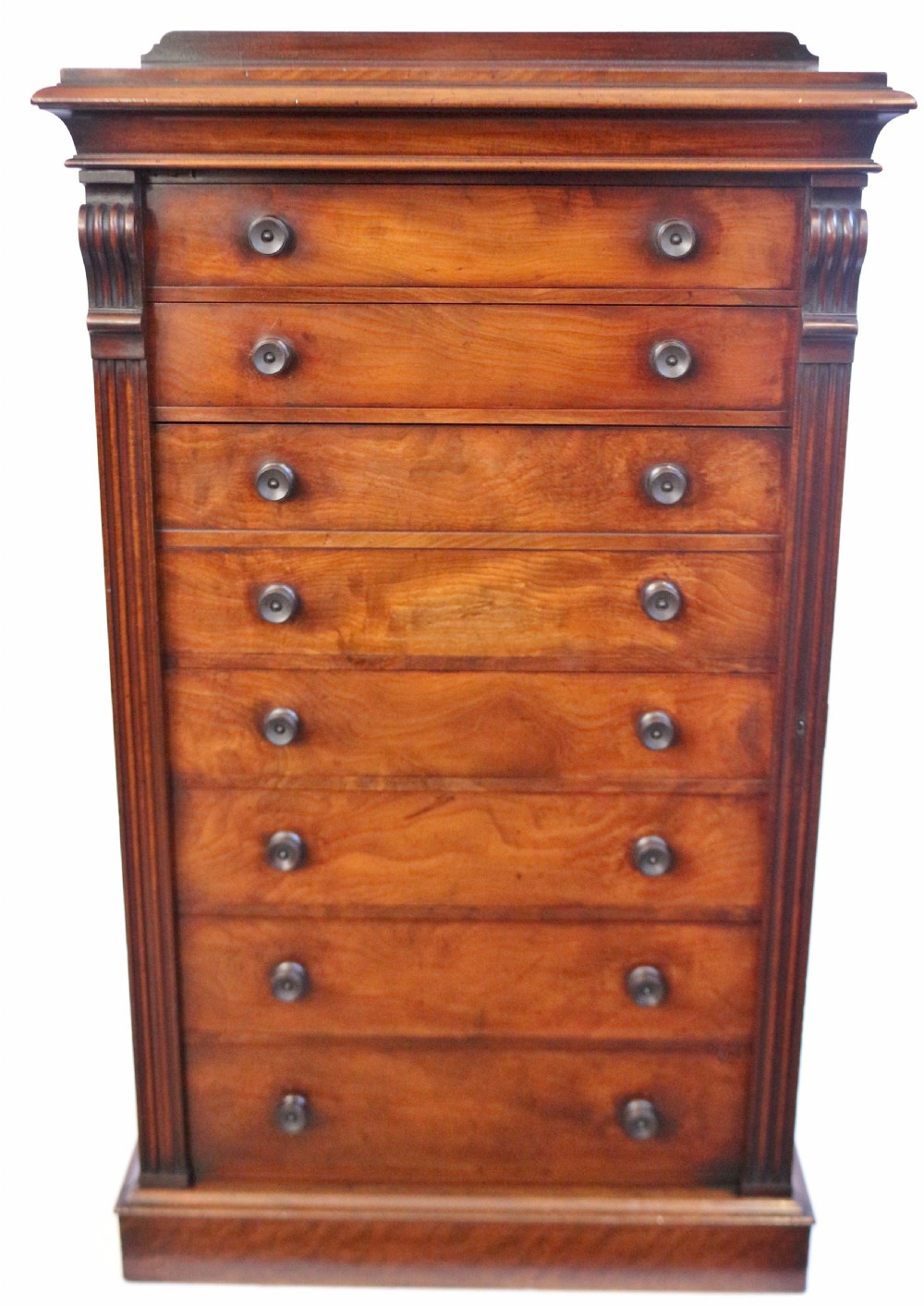 Fine Quality Early Victorian Mahogany 7 Drawer Secretaire Wellington Chest