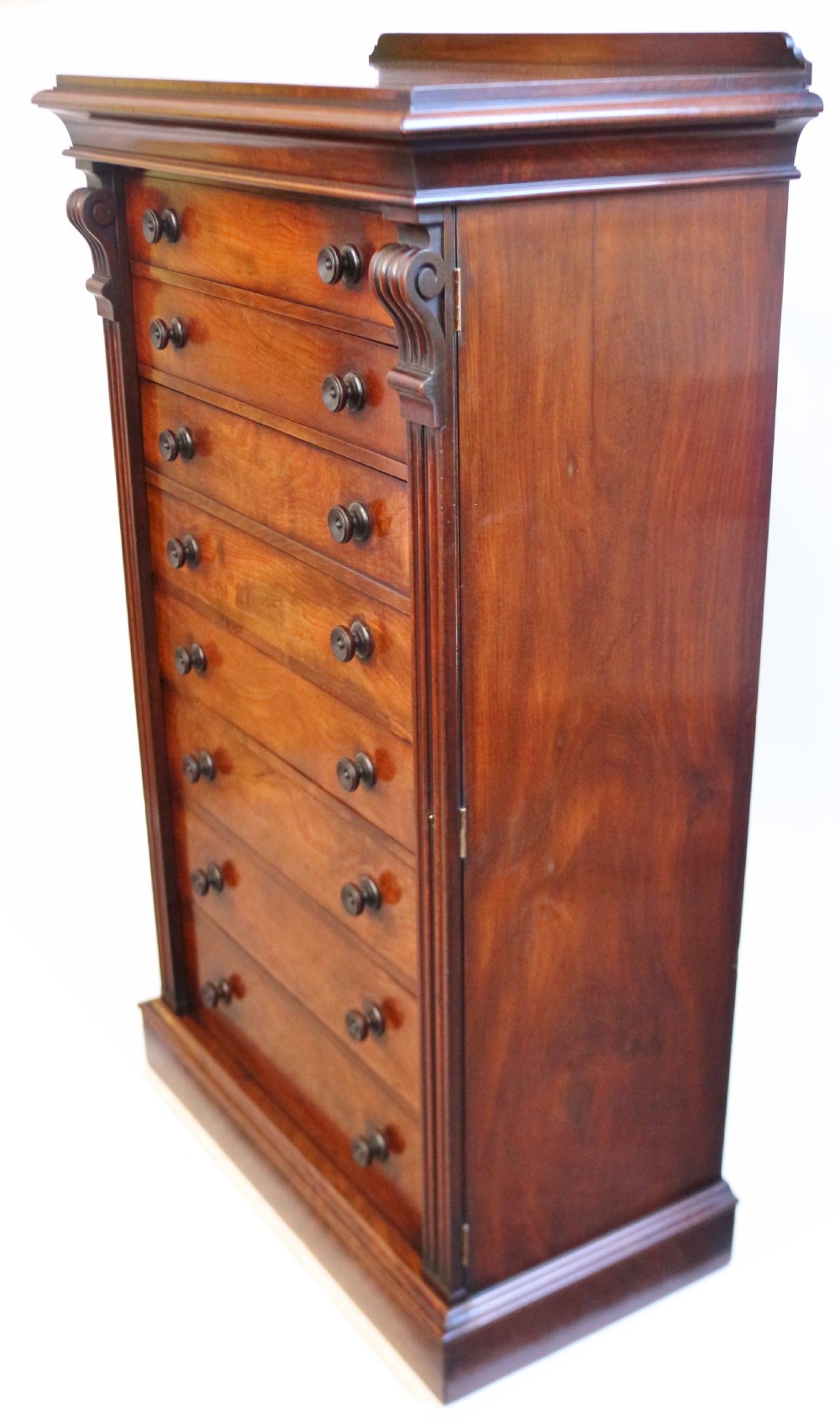 Fine Quality Early Victorian Mahogany 7 Drawer Secretaire Wellington Chest View V