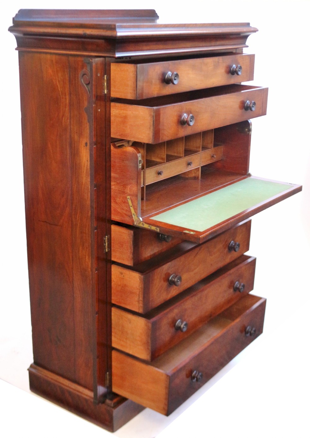 Fine Quality Early Victorian Mahogany 7 Drawer Secretaire Wellington Chest View VI