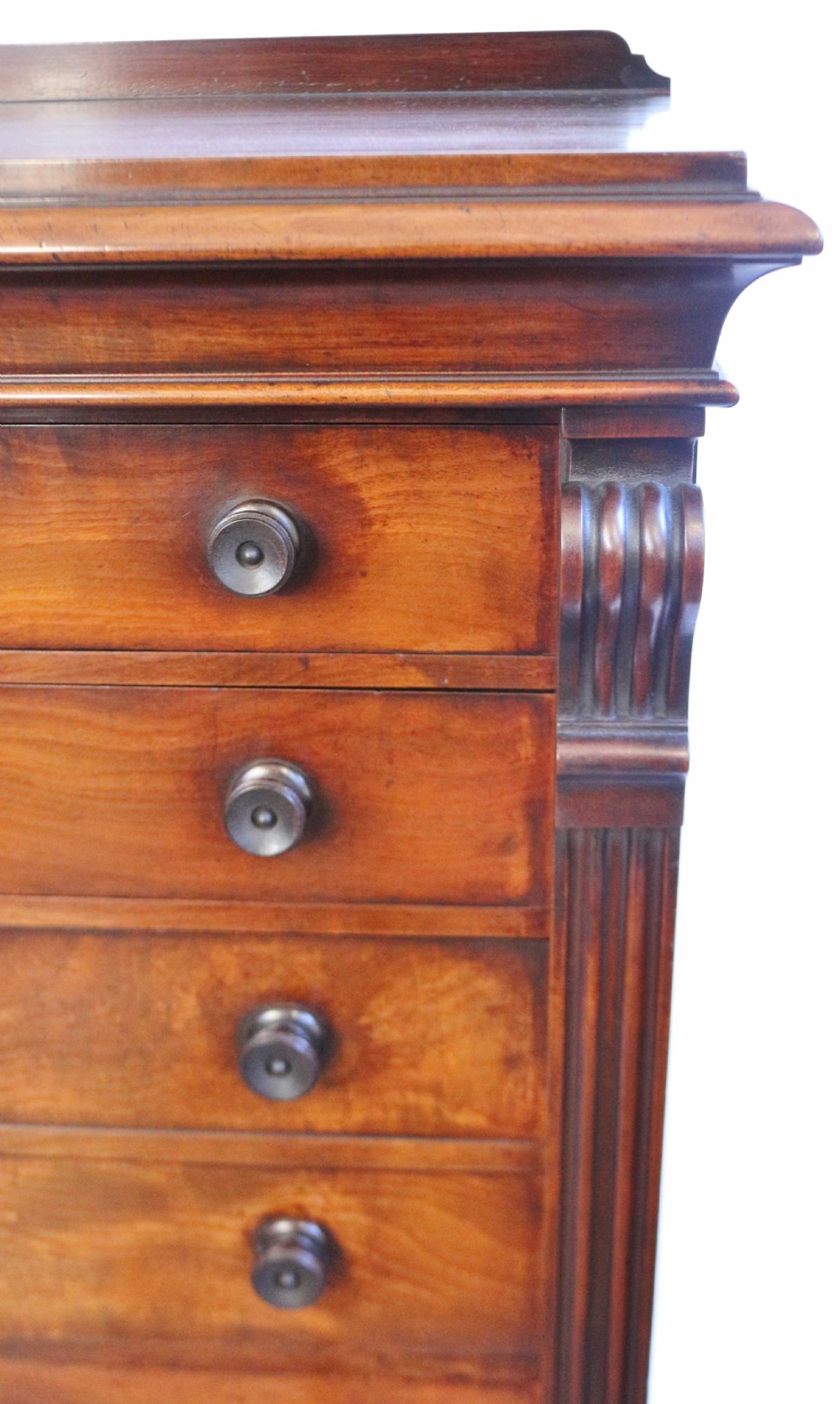 Fine Quality Early Victorian Mahogany 7 Drawer Secretaire Wellington Chest View X