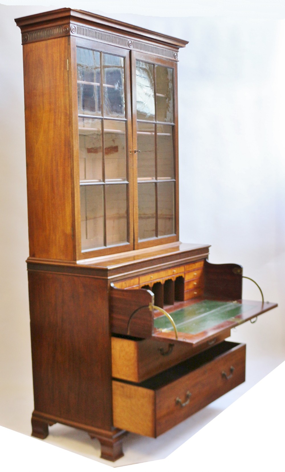 George III Mahogany Secretaire Bookcase on Chest Base View II