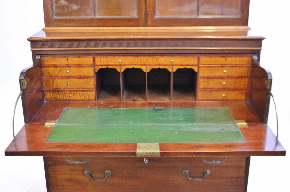 George III Mahogany Secretaire Bookcase on Chest Base View III