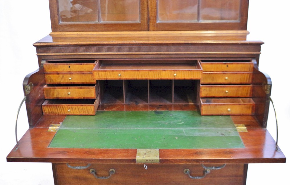 George III Mahogany Secretaire Bookcase on Chest Base View IV