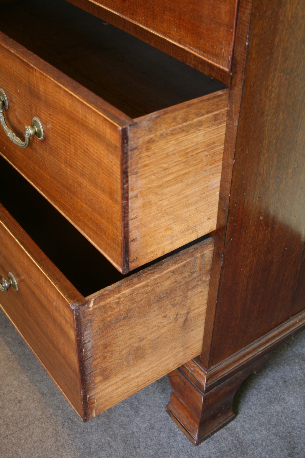 George III Mahogany Secretaire Bookcase on Chest Base View XI