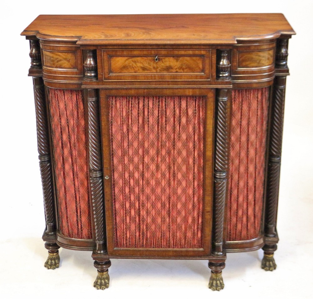 Fine Regency Mahogany 1 Door Shaped Side Cabinet
